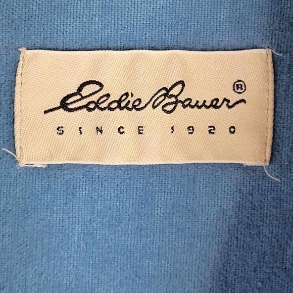 Eddie Bauer Mens Chamois Flannel Button Up Blue Long Sleeve Cotton Size XL Flaw - Picture 6 of 12